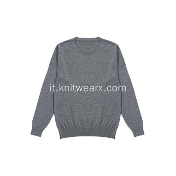 Pullover da uomo con scollo a V in maglia di cotone 100% classico lavorato a maglia